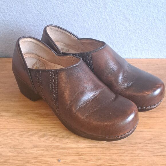 Dansko Sienna Professional Women's 7 EU 37 Brown Leather Slip-On Clogs Comfort - Picture 1 of 11